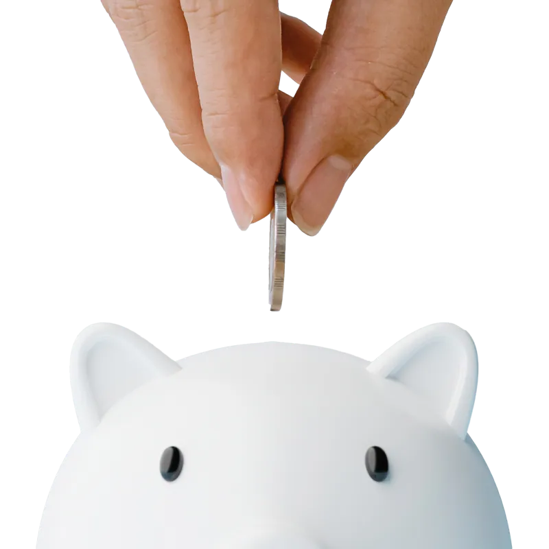 saving money in a piggy bank.